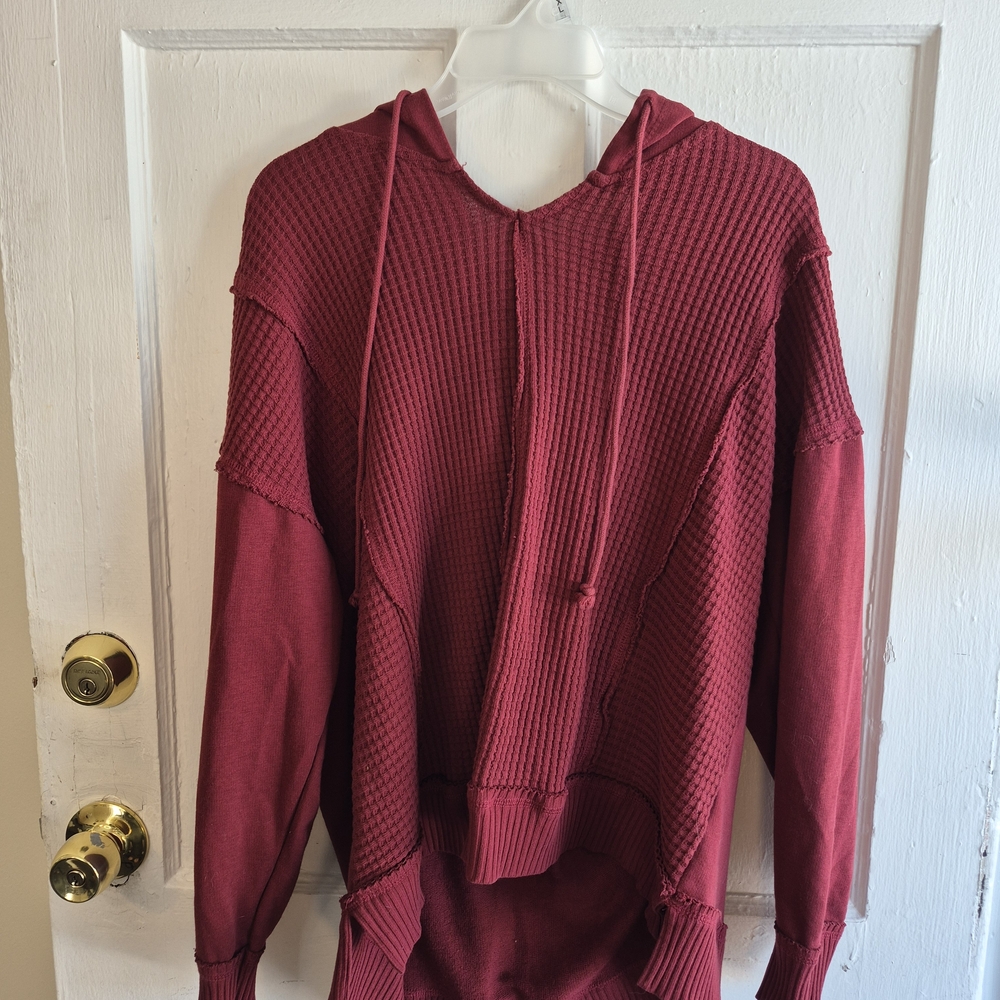 Women's Burgundy Hooded Sweater